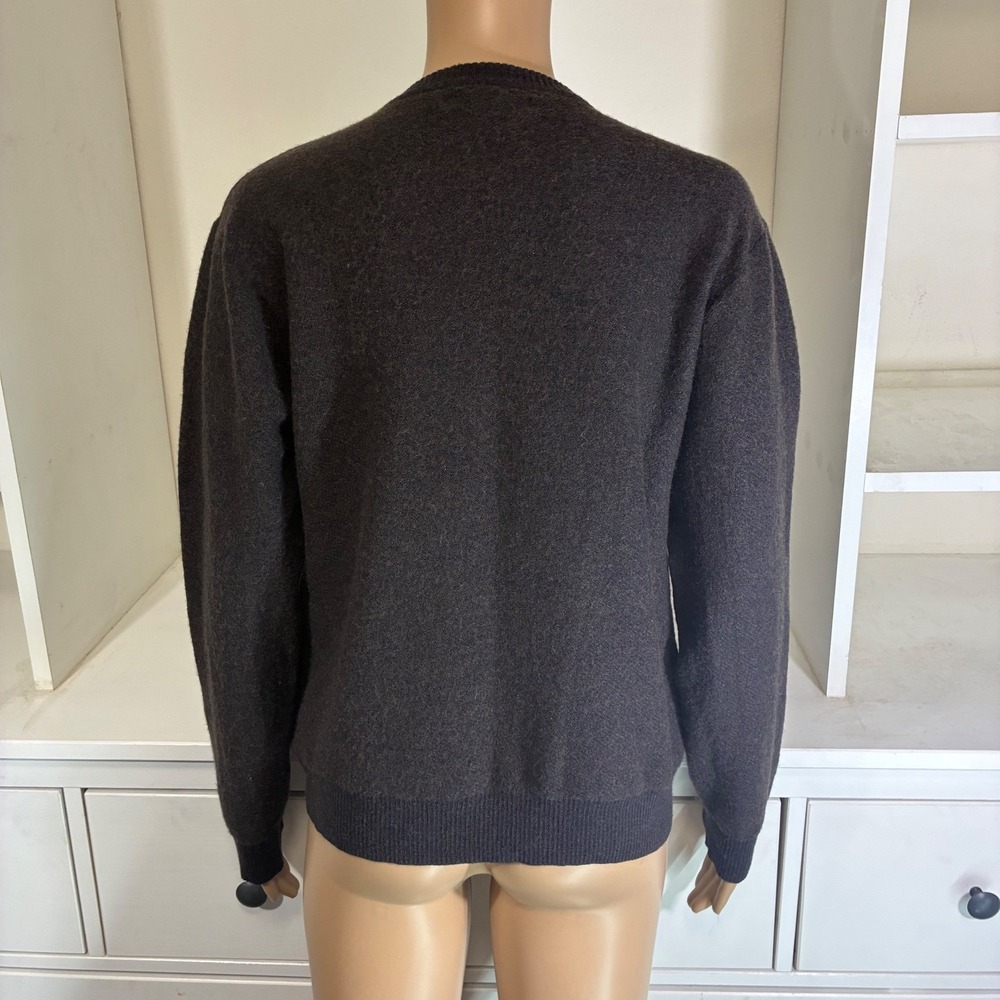 Merino Wool Nordstrom Cotton V-Neck Sweater Dark Brown Heather L - Picture 3 of 7